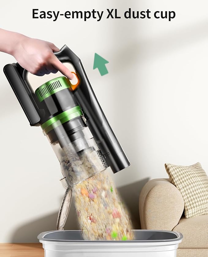SunSare Cordless Vacuum Cleaner, 55KPa 650W 70Mins Vacuum Cleaner for Home, V-Anti-Tangle Stick Vacuum with Scented Tablet, Upgraded dust Emptying Cup, Vacuum Cordless for Pet Hair/Carpet/Floors