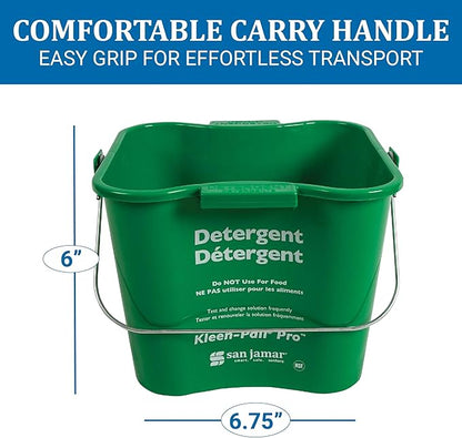 San Jamar Kleen-Pail Pro Detergent Pail, Cleaning Bucket with Bail Handle, Plastic, 3 Quarts, Green, (Pack of 12)