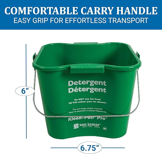 San Jamar Kleen-Pail Pro, Bucket with Handle for Cleaning Products in Commercial and Home Setting, 3 Qts, 1 Count, Green