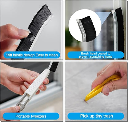 Hard Bristle Crevice Cleaning Brush,Multifunctional Gap Scrub Brush, Bathroom Cleaner Tools,Suitable for Tile Gaps,Kitchen, and Sink,Toilet, with Anti-Slip Handle Design (2 Pieces)