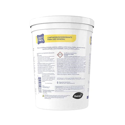 Diversey 990651 Easy Paks All Purpose Cleaner & Deodorizer, Water Soluble Paks make Effervescent Solution with Lemon Scent, Yellow, 90-Paks, 1 Tub (Pack of 2)