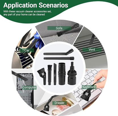 EZ SPARES Micro Cleaning Nozzle Kit,Micro Vacuum Attachment,Universal Vacuum Cleaner Attachment,Mini Micro Kit Keyboard Crevice Cleaning Tool Brush Kit,for Compact Wet Dry Shop Vacuum,Storage Bag Inc