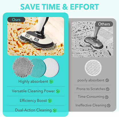 Frescares 6 Packs Steam Mop Pads Replacement Power Pads Compatible with Shark,S8201 S8001 S7001 S7201 S7000AMZ S7000 S7005 S7020 S7001C Dirt Grip Scrub Adsorb Washable Pad