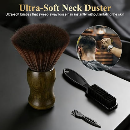 16 PCS Professional Barber Comb & Brush Set - Barber Accessories with 10oz (300ml) Continuous Spray Bottle, Carbon Fiber Rat Tail Comb, Neck Duster for Men, Women, Salon & Home