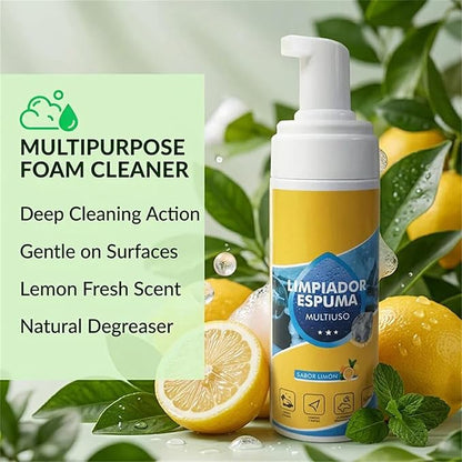 4-in-1 Multi-Enzyme Foam Cleaner 5oz, All-Purpose Deep Cleaning Spray for Car Interior, Kitchen Grease, Bathroom Tiles, Sofa Upholstery (1PC+1*Sponge+Towel)