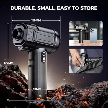 Compressed Air Duster: 130000RPM Electric Air Duster with LED Light Mini Air Blower Rechargeable Cordless Keyboard Cleaning Jet Dry Blower - Car, PC and Home Cleaning Kit Replaces Compressed Air Can