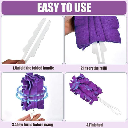 Duster Refill Compatible with Swiffer Hand, 18Pcs Reusable Duster Pads for Swiffer, 360° Heavy Duty Fleece Duster Refills Washable for Cleaning Ceiling Fan Window Kitchen