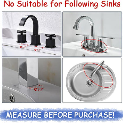 Amerner Kitchen Sink Splash Guard, 10° Large Slope & Adaptable Hole Faucet Mat for Kitchen Sink, Silicone Sink Organizer Sponge Holder for Kitchen, Bathroom, RV, Bar, 14.2” x 5.1”, Black