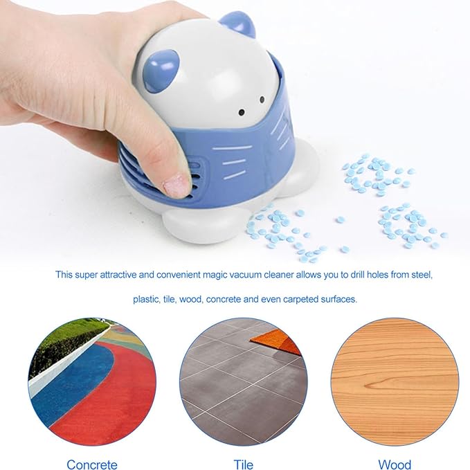 Cartoon Desktop Vacuum Cleaner Clean Excess Drill Tools Mini Cleaning Machine (Extractor - Blue)