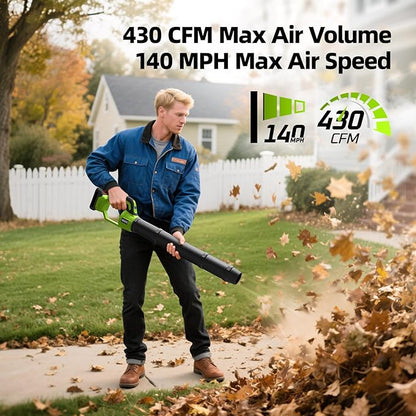 Leaf Blower Cordless, 3 x 21V Batteries & Fast Charger Set, Variable Speed Mode, Lightweight Handheld Electric Leaf Blower for Lawn Care, Yard, Garden, Patio & Outdoor Cleanup