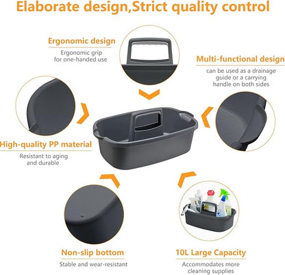 Goderewild Multi-Purpose Plastic Cleaning Caddy with Handle, Shower Caddy Organizer/Storage Basket/Totes Portable for Bathroom Supplies, Cleaning Products, Under Sink Tool, Housekeepers (Grey)