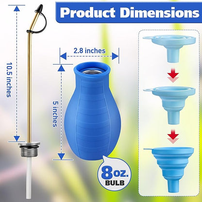 Diatomaceous Earth Powder Duster, 8OZ Garden Powder Applicator Dispenser with Long Metal Tube, Bulb Duster Sprayer for Home Organic Gardening Agricultural Supply(Blue, 1 Pack)
