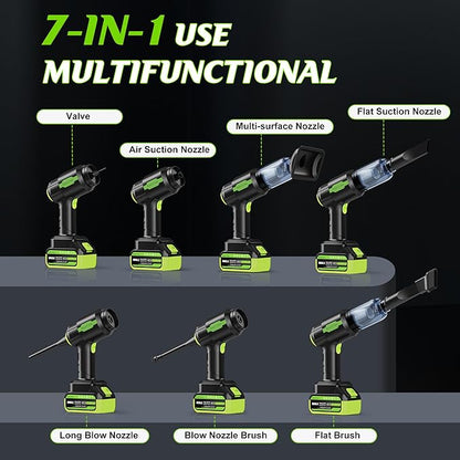 Cordless Car Vacuum Portable -Handheld Vacuum Cleaner 50000PA-High Power Suction & Blower for Car, Home, Office, Desktop, Keyboard,Pet Hair-2-in-1 Vacuum - with 2×4.0Ah Batteries