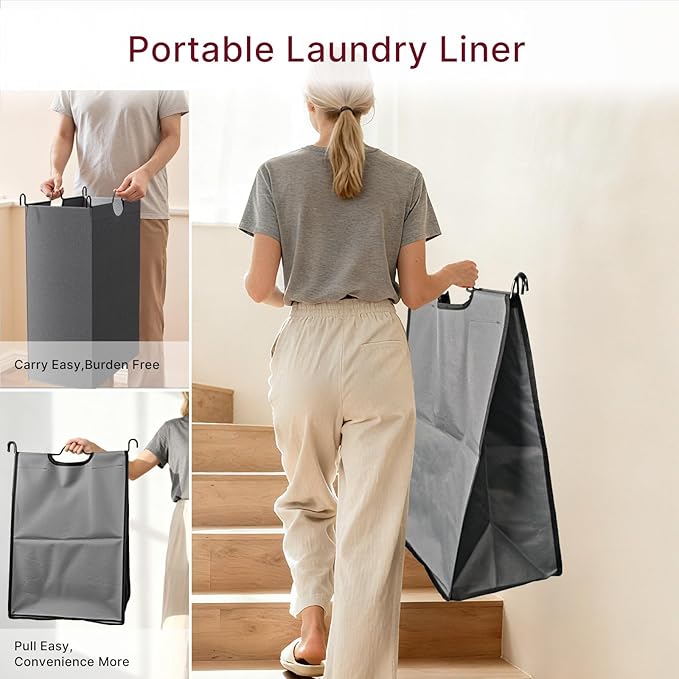 180L Laundry Sorter 3 Section – Heavy Duty Rolling Laundry Basket with Lockable Wheels and Lid, 3 Large Separate Removable Bags, Laundry Hamper Cart for Laundry Room Organizer (Grey)
