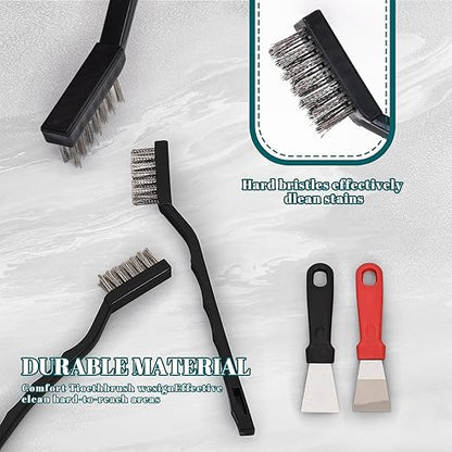 60 PCS Mini Wire Brush Stainless Steel Brush Set，Masonry Brush Wire Bristle for Cleaning Welding Slag and Rust，Curved Handle Brush (Stainless Steel, 60)
