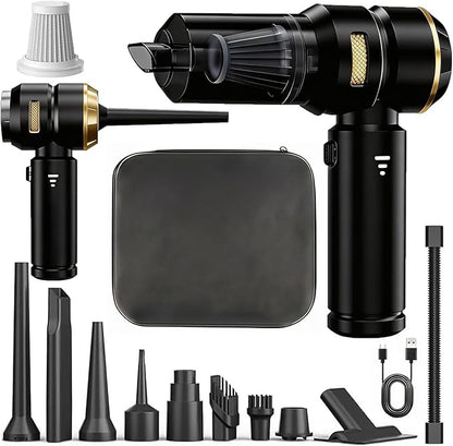 Handheld Car Vacuum Cordless, 16000Pa High Power Vacuum Cleaner and Air Duster, 2026 Upgrade 4-in-1 Portable Vacuum with 10 Multi-Nozzles for Small Jobs, Car, Home, Desk, Keyboards