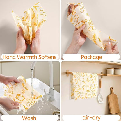 Beeswax Wraps for Food – 9 Pack Reusable Beeswax Bread Bag & Sandwich Wrap, Organic & Eco-Friendly & Sustainable Bees Paper, Perfect Alternative to Aluminum Foil Sourdough Storage & Plastic Wrap