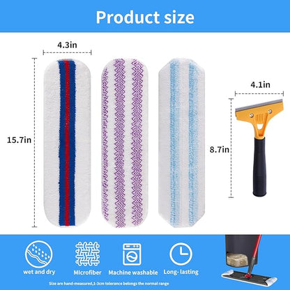 6 Pack Mop Replacement Pads Compatible with O Cedar H2pro Flat Mop System, Microfiber Mop Pads Replacements for O Cedar h2pro,Washable and Reusable H2pro Mop Refills for Hard Floor Deep Cleaning