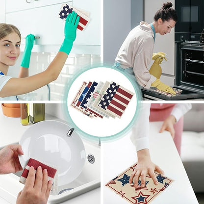 6 Packs Swedish Kitchen Dish Cloths - Reusable Paper Towels for Counters & Dishes - Eco-Friendly Cellulose Sponge Cloth (Flag)