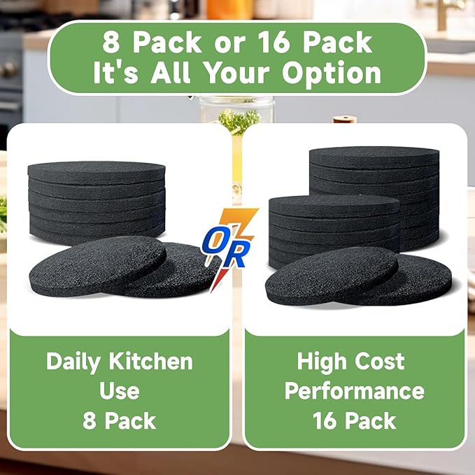 LMJP 6.7 Inch Charcoal Filters for 8 Pack Kitchen Countertop Compost Bins- Extra Thick 0.4" for Longer Lasting Activated Carbon