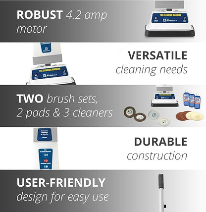 Koblenz P-820 BA Carpet Shampooer and Floor Polisher, Floor Scrubber Machine, 3-Speed, Scrubbing Brushes, Polishing Pads, Buffing Pads, Carpet Cleaner Machine, Includes Cleaners, Blue/Gray