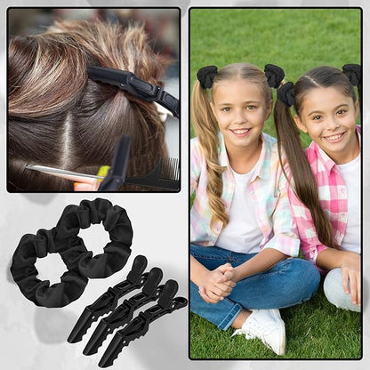 15 Pcs Slick Back Hair Brush Set, Bristle Comb with Spray Bottle,Hair Clip,Edge Brush for Women, Men (Black)