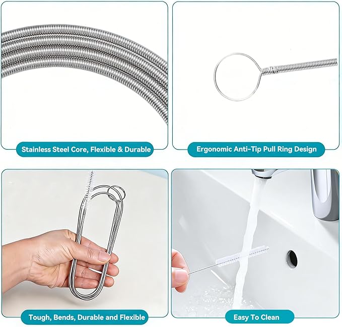 2 Pack 80 Inch Flexible Drain Brush, Sunroof Drain Cleaning Tool for Ice Maker, Refrigerator & AC Drain Line