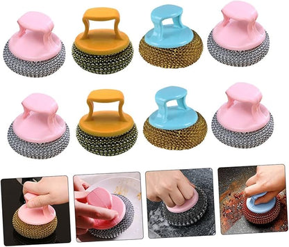 8pcs Steel Wire Cleaning Balls Kitchen Scrubber for Pots Pans Stove Bathroom Stain Removal Tool Random Color