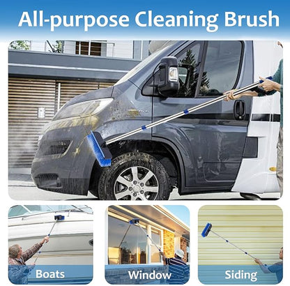 60" Car Wash Brush with Long Handle, Soft Bristle Car Washing Brush Cleaning Brushes for Washing Exterior of RV, Truck, Boat, Solar Panel