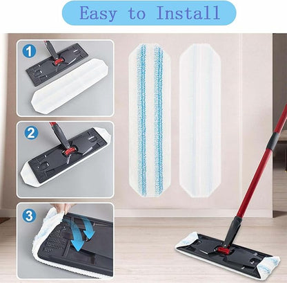 4-Pack Mop Pads Replacements for Flat Mop System, Reusable Microfiber Mop Refills