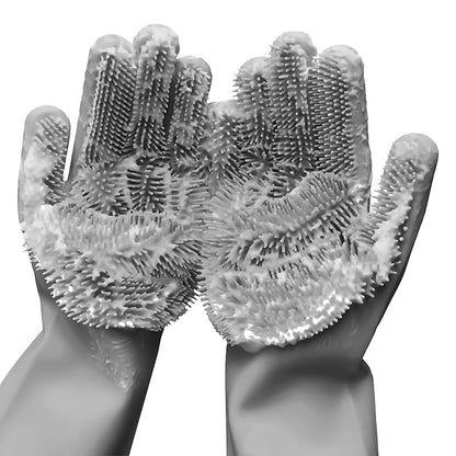 ALPENKOK Silicone Dishwashing Gloves with Scrubber – Non-Slip Silicone Gloves wor Washing Dishes | Household Use