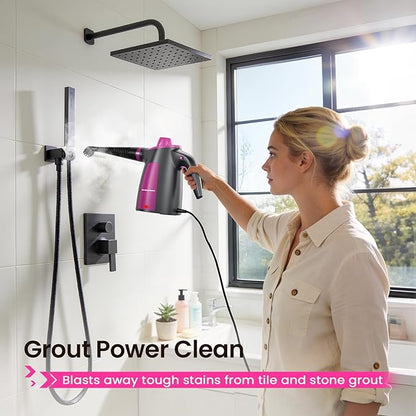 LABIGO Steam Cleaner, Pressurized Handheld Multi-Surface Natural Steam Cleaner with 12pcs Accessory & Safety Lock, Portable Steamer for Cleaning Home, Kitchen, Bathroom, Car, Upholstery, Grout, Window