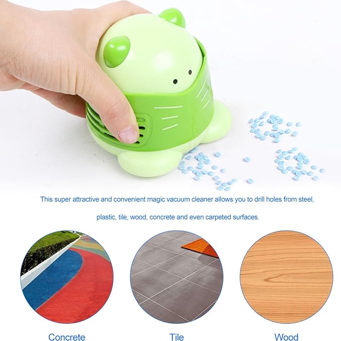 Cartoon Desktop Vacuum Cleaner Clean Excess Drill Tools Mini Cleaning Machine (Extractor - Green)