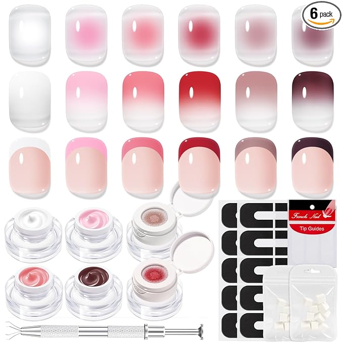 modelones Pat Paint Gel Nail Polish, 6 Colors Soak Off UV Patting Gel Polish Pigmented Colors for Ombre & Gradient & Blush Blooming & French Tip Nail Art, Rose Garden