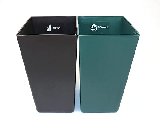 Dual Chamber Recycling & Trash Waste Bin 14.5" x 9" x 12" 22.5 Quarts (Cordoba Brown)