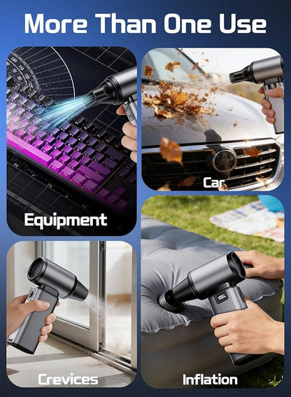 130000RPM Compressed Air Duster, Rechargeabler air Duster with Brushless Motor, 5-Gear Adjustable & 2.5H Fast Charge, Electric Cordless Air Blower for Computer, Car, Keyboard and Indoor Cleaning