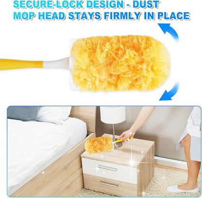 3 Pack Replacement Duster Handles Compatible with Swiffer Duster Refills, Durable Detachable Handles for Easy Cleaning (Yellow & White)
