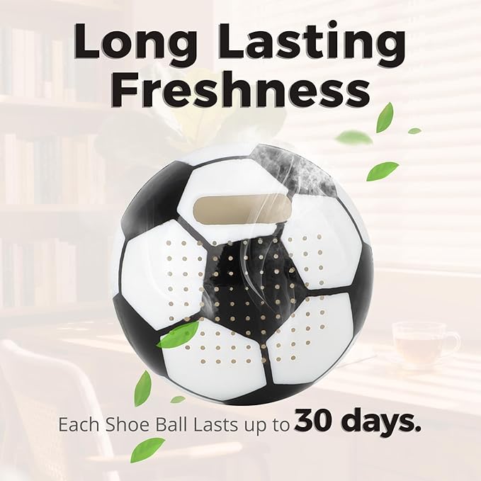 Knixmax Shoe Deodorizer Balls Strong, Odor Eliminator for Sneaker Gym Bag Closet Locker, Work Boot Drawer Freshener, Unpleasant Smell Remover Ball for Men Women Teens, 6 Packs Fresh Linen Soccer