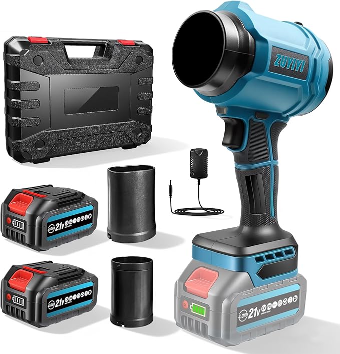 Cordless Leaf Blower, Brushless Mini Jet Dry Blower 40000 RPM 475 MPH, Handheld Turbofan Air Blowers with 2×4.0Ah Battery, Extended Nozzle for Lawn Care, Patio Cleaning, Dust