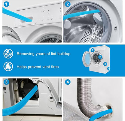 Dryer Vent Cleaner Kit Compatible with Most Vacuum Cleaner, Dryer Lint Brush and Vacuum Hose Attachment with Universal Elastic Connector, Quickly Lint Remover (2)