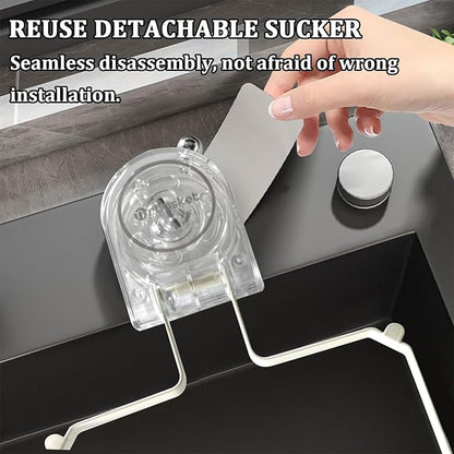 Kitchen Sink Strainer with 100 PCS Filter Mesh Bag, Food Waste Filter Basket, Suction Cup Folding Washing Vegetables and Fruits Drying Bag Holder(Silver)