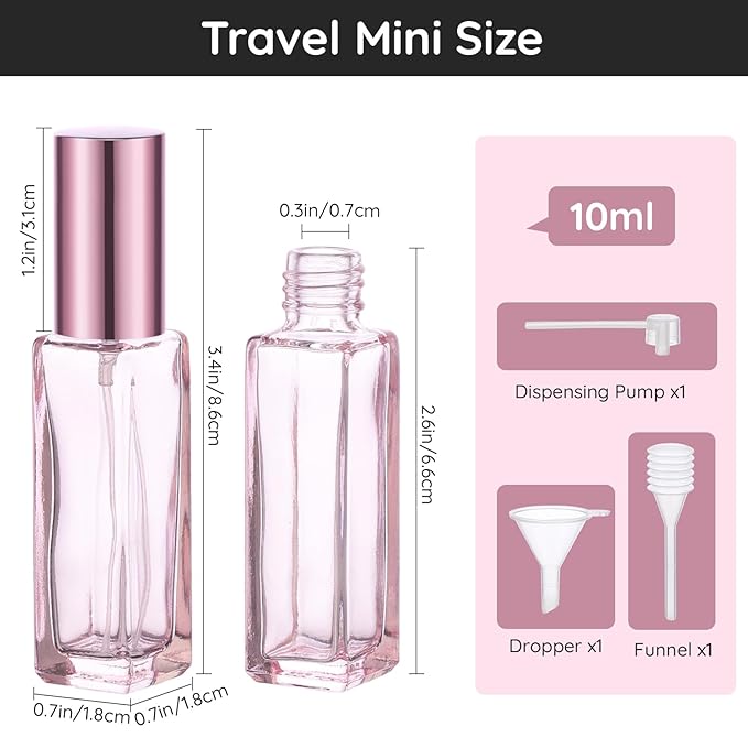 Segbeauty 5pcs Perfume Atomizer Travel, 10ML Mini Refillable Perfume Bottle Sprayer, Travel Cologne Sprayer Portable Glass Fine Mist Cosmetic Container Dispenser Set for Fragrance Makeup Toiletries