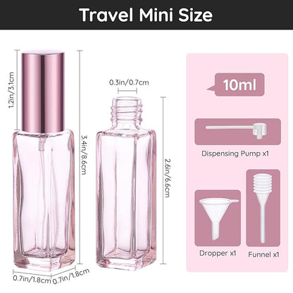 Segbeauty 5pcs Perfume Atomizer Travel, 10ML Mini Refillable Perfume Bottle Sprayer, Travel Cologne Sprayer Portable Glass Fine Mist Cosmetic Container Dispenser Set for Fragrance Makeup Toiletries