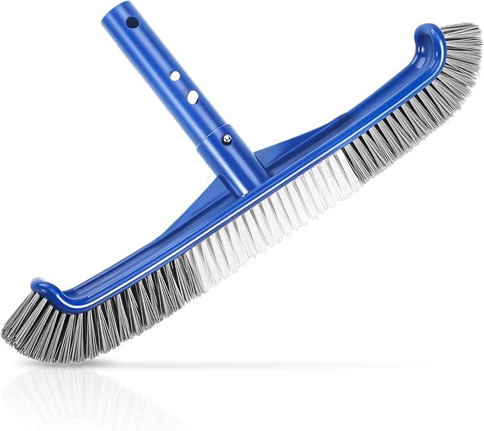 Pool Brush Head, Scrub Brush with Premium Nylon Bristles,Curved Ends High-Efficiency Pool Broom/Pool Brushes for Cleaning Inground/Above Ground,Swimming Pool, Walls, Bathtubs, Tiles & Floors(Blue)