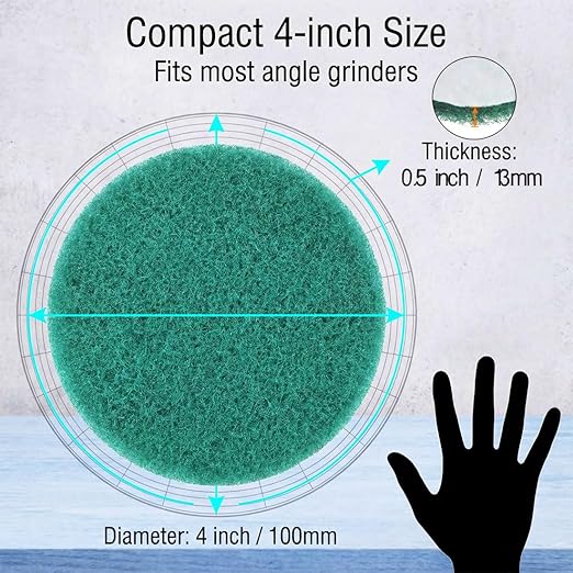 4 Inch 180 Grit Drill Brush Scrubber Scouring Pads, 20 Pcs Hook & Loop Power Scrubber Scour Pads for Rotary Tools, Random Orbital Sander (Green)