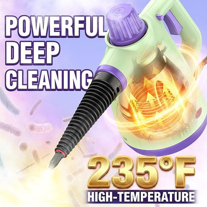 1050W Powerful Steam Cleaner with 9pcs Accessories & Safety Lock, Quick Heating Pressurized Handheld Steam Cleaner for Home, Multi-Surface Steamer Cleaner for Car, Window, Bathroom, Grout and More