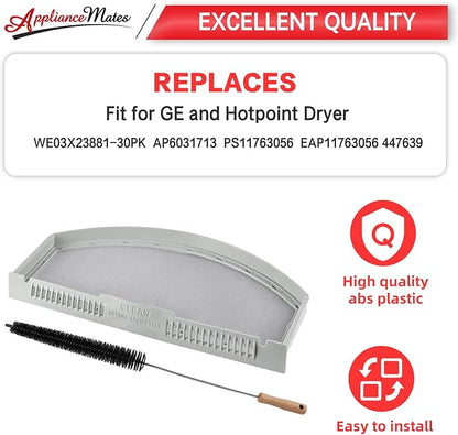 GTD42EASJ2WW GTD33EASK0WW GTD65EBSJ3WS GTD45EASJ2WS GTD42GASJ2WW GTD65GBSJ3WS Dryer Lint Trap Replacement for GE Dryer, WE03X23881 PS11763056 Stainless Steel Metal Screen with Cleaner Kit Brush