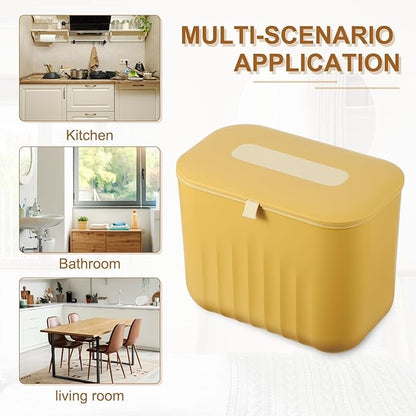 uxcell Kitchen Compost Bin Hanging Small Trash Can, 7L/1.8Gallon Trash Can, Yellow