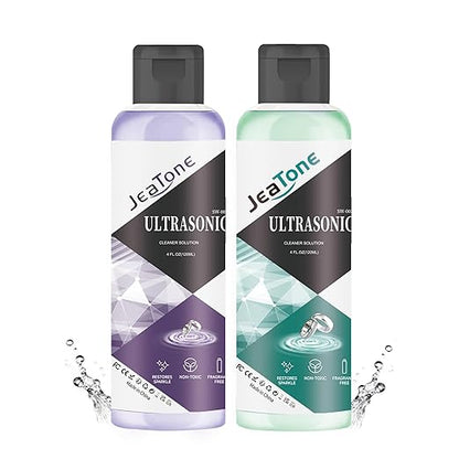 Ultrasonic Jewelry Cleaner Solution for Ultrasonic Cleaner Machine, Professional Cleaning of Jewelry, Diamonds, Gold, Silver, Remove Odors, Discoloration & Stains 2 Pack 4oz