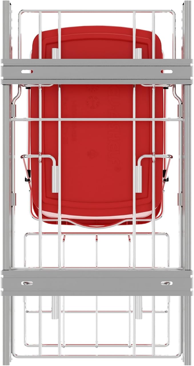 Rev-A-Shelf Pullout Trash Can for Kitchen Cabinets 35 Qt Garbage Waste Recyling Bin with Full Extension Slides, Red, RV-12KD-16C-S